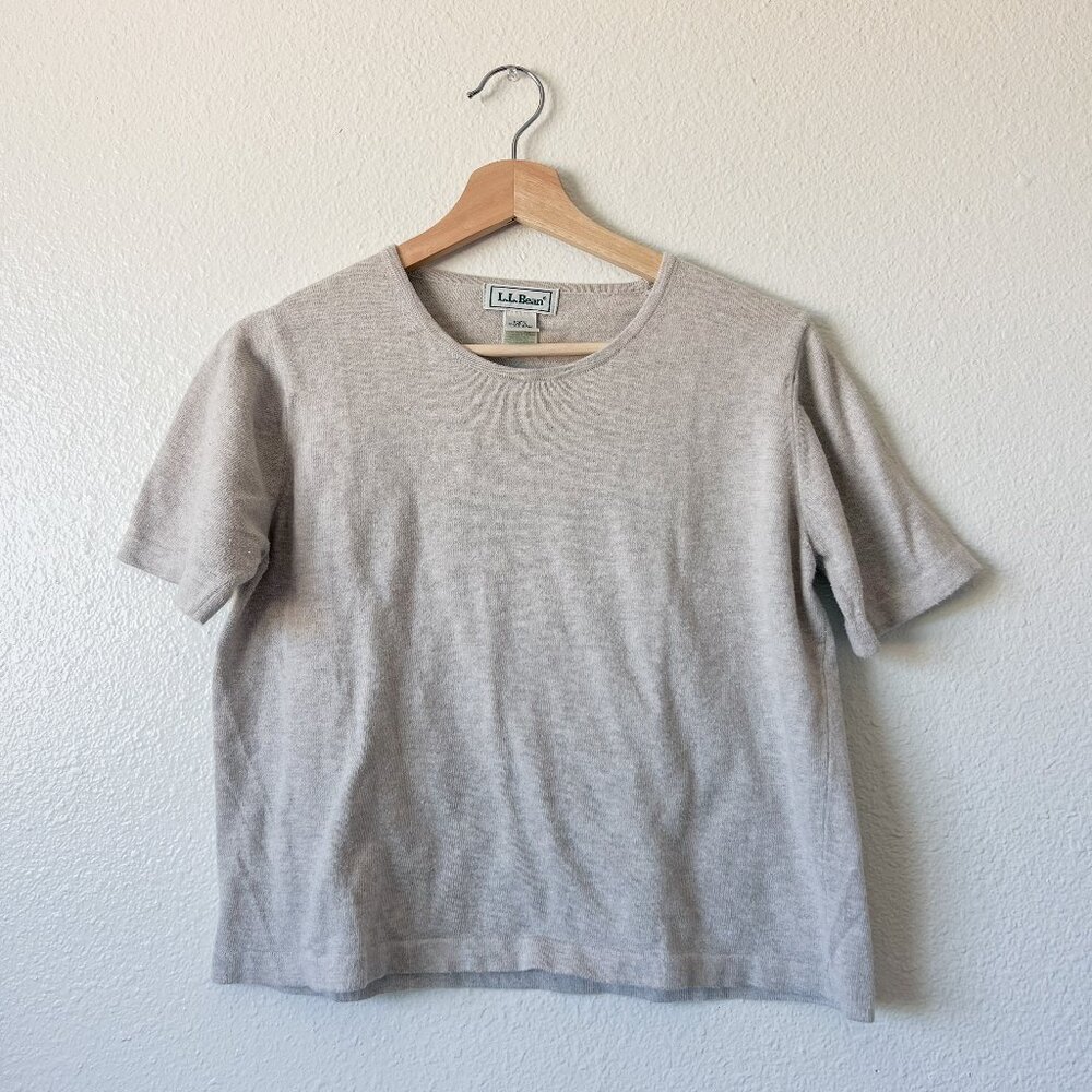 L.L. Bean Taupe Cotton Top - Size Medium